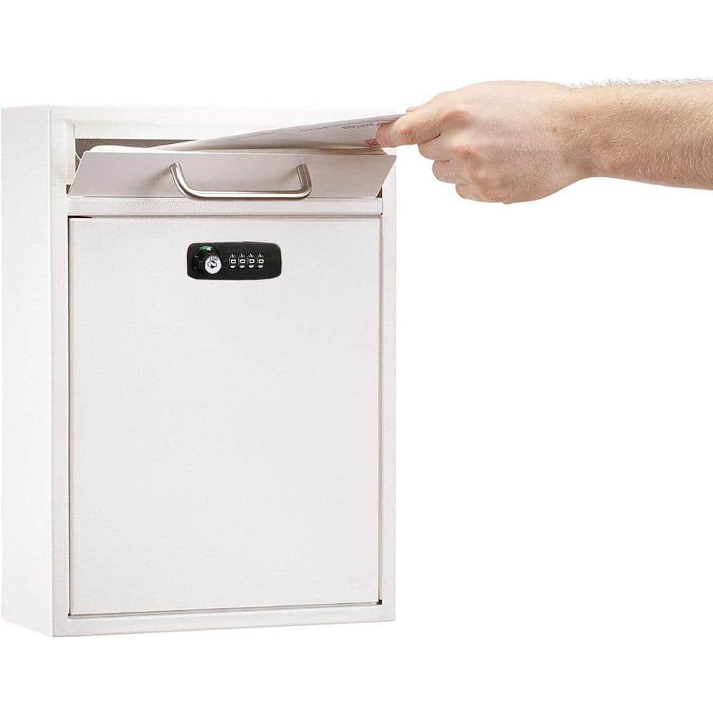 AdirOffice Wall-Mount Secure Drop Box Mailbox with Key and Combination Locking System
