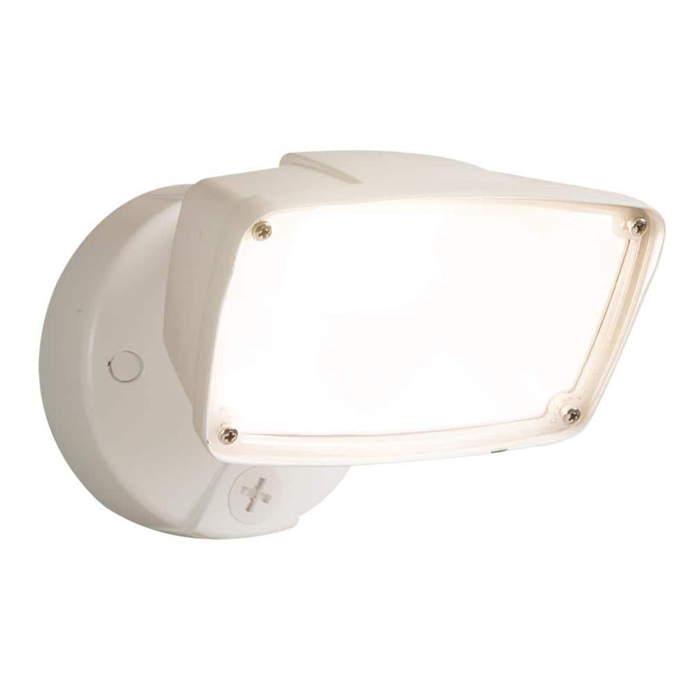 Halo FSS153TWH Outdoor Integrated LED Single Head Security Flood Light, 1500 lumens, Adjustable Color temperature, 3000K 4000K or 5000K, 17 Watts 70,000 hour Die-Cast Aluminum, White LED Floodlight