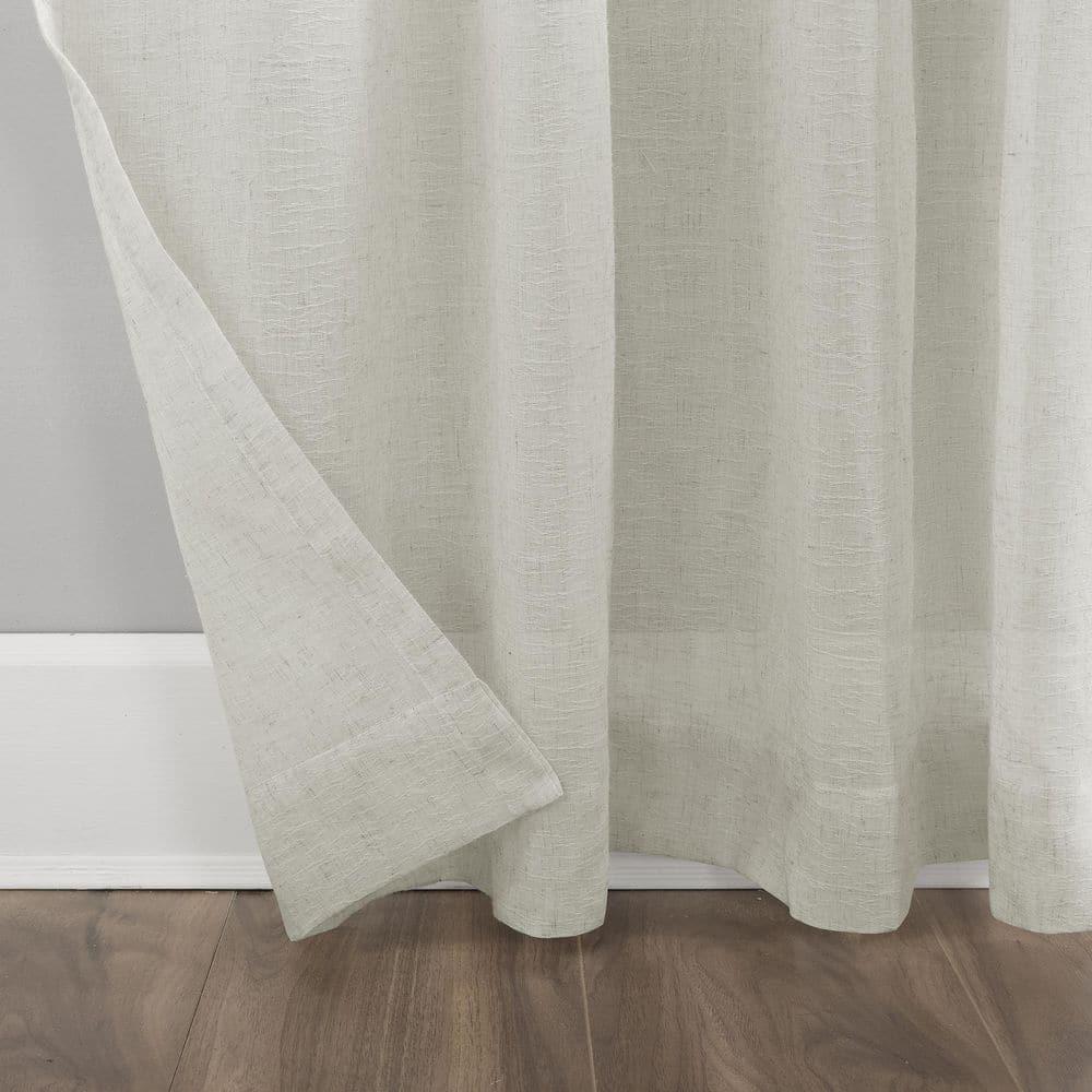 96"x52" Crushed Texture Anti-Dust Sheer Curtain Panel Off White - Clean Window: Modern Linen Rod Pocket