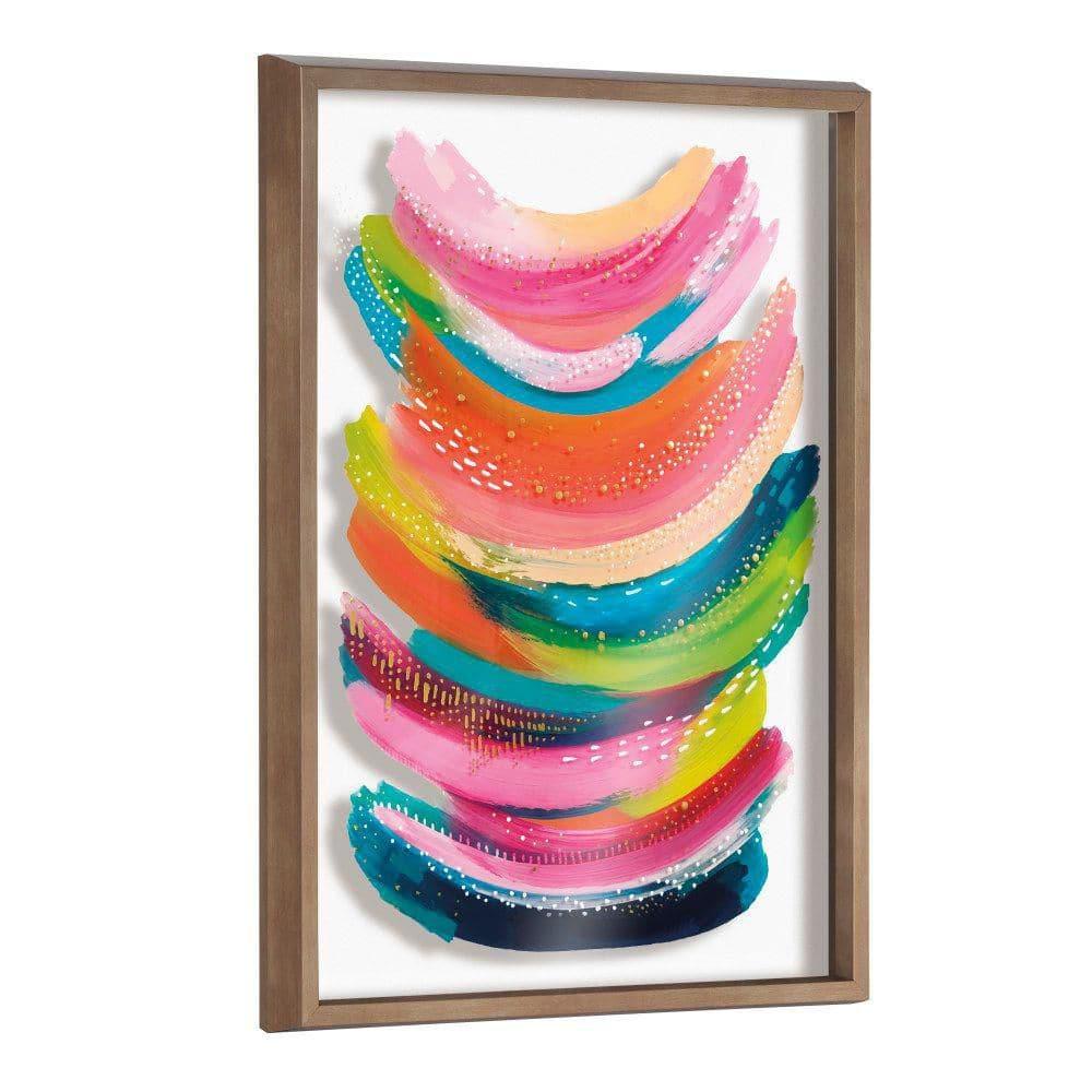 Kate and Laurel Blake Bright Abstract Framed Printed Glass Wall Art by Jessi Raulet of Ettavee, 18x24 Gold, Modern Colorful Abstract Art for Wall