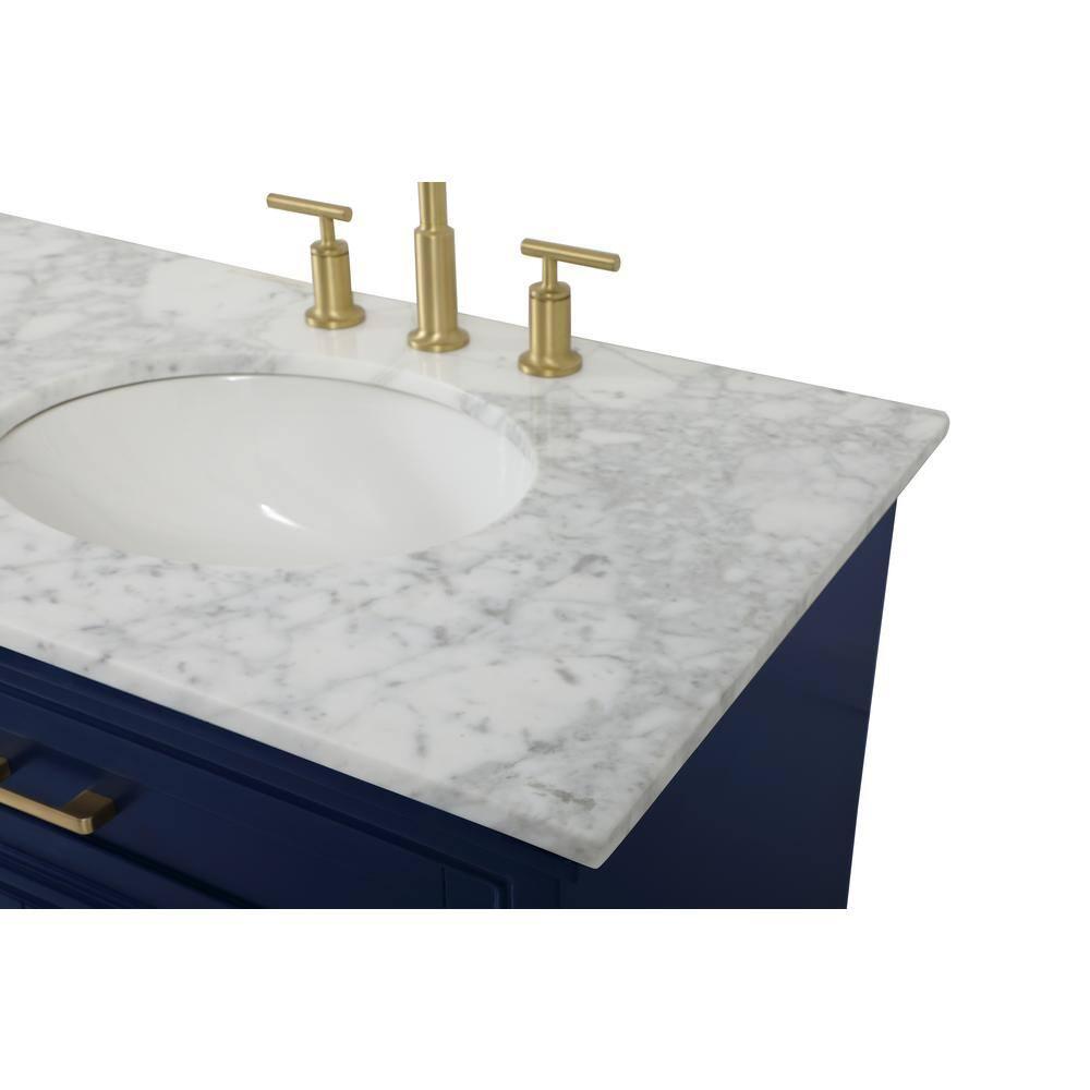 Elegant Decor Americana 72" Metal MDF Marble Double Bathroom Vanity in Blue