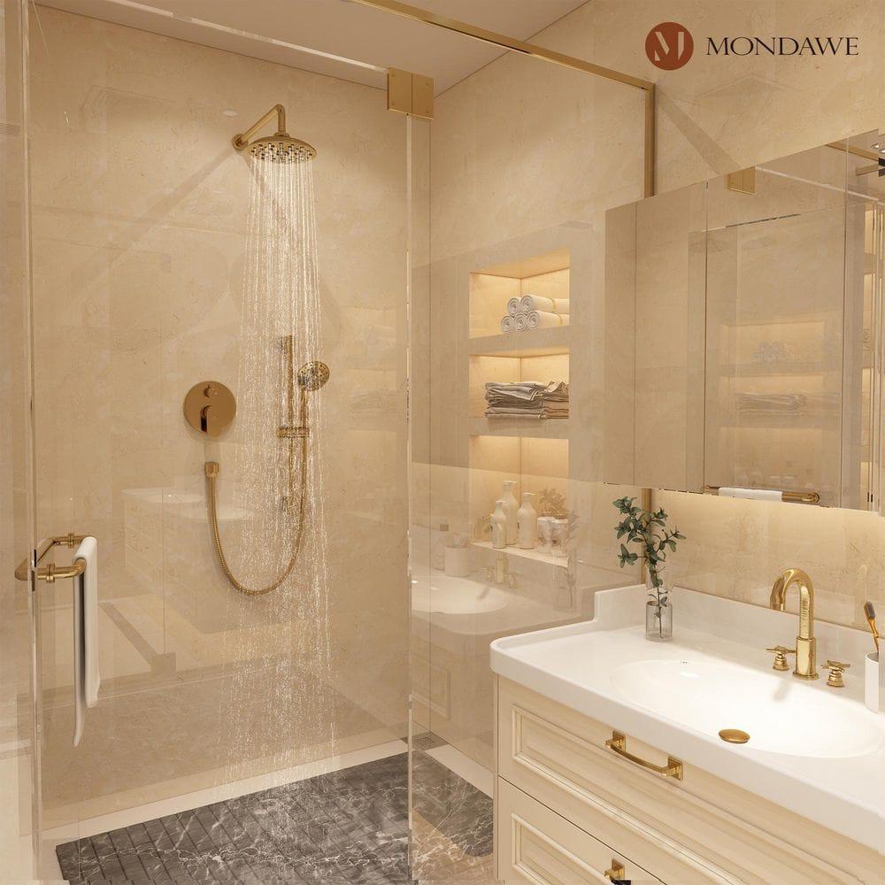 mondawe Calliope Wall Mounted 2-Function Retro Pressure-Balanced Shower System with 3 Setting Handheld MD-A3815-BG