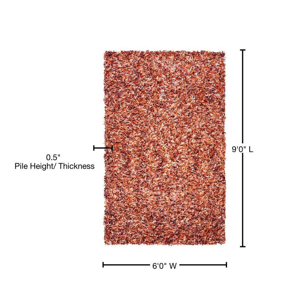 SAFAVIEH Rio Kynaston Solid Polyester Shag Area Rug, Rust/Ivory, 6' x 9'