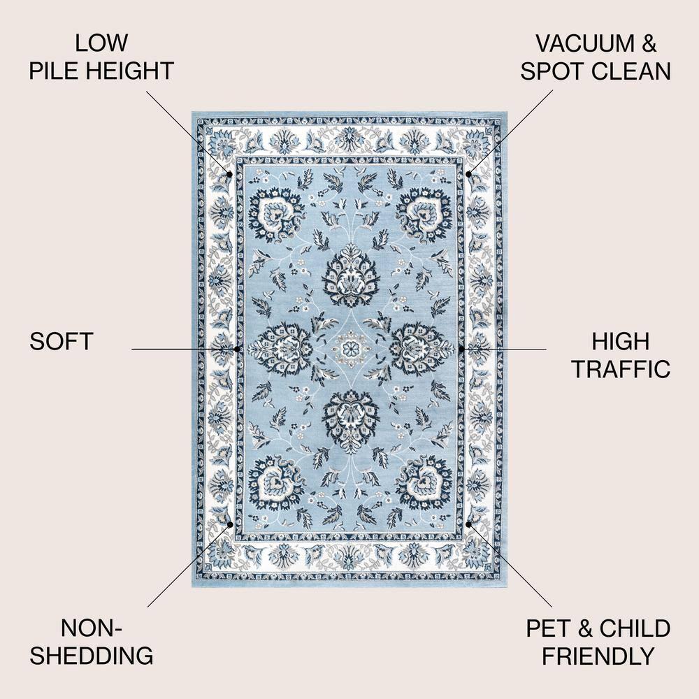 3'x 5' Cherie French Cottage Area Rug, Blue/Cream - JONATHAN Y