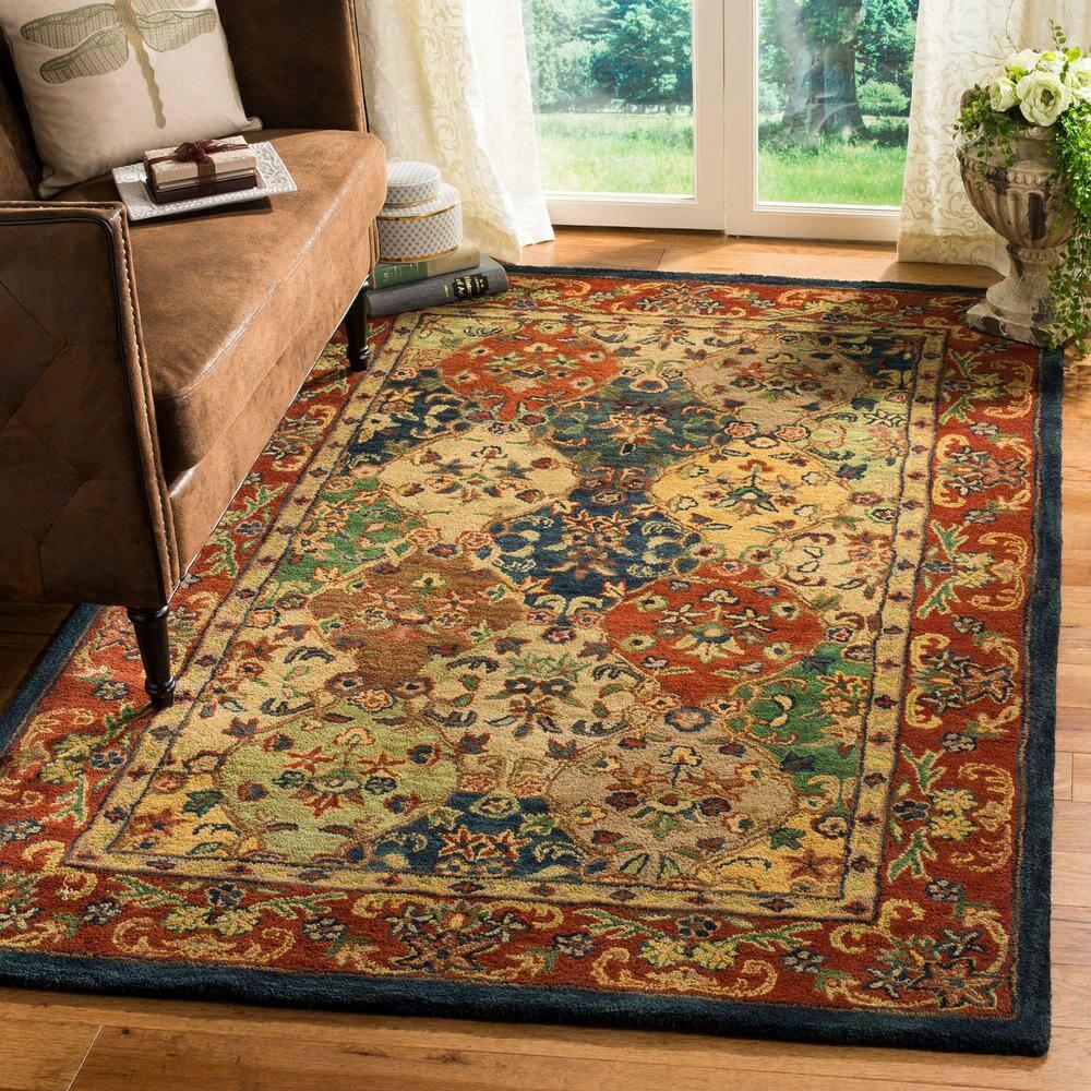 SAFAVIEH Heritage Malcolm Traditional Wool Area Rug, Beige/Burgundy, 4' x 6'