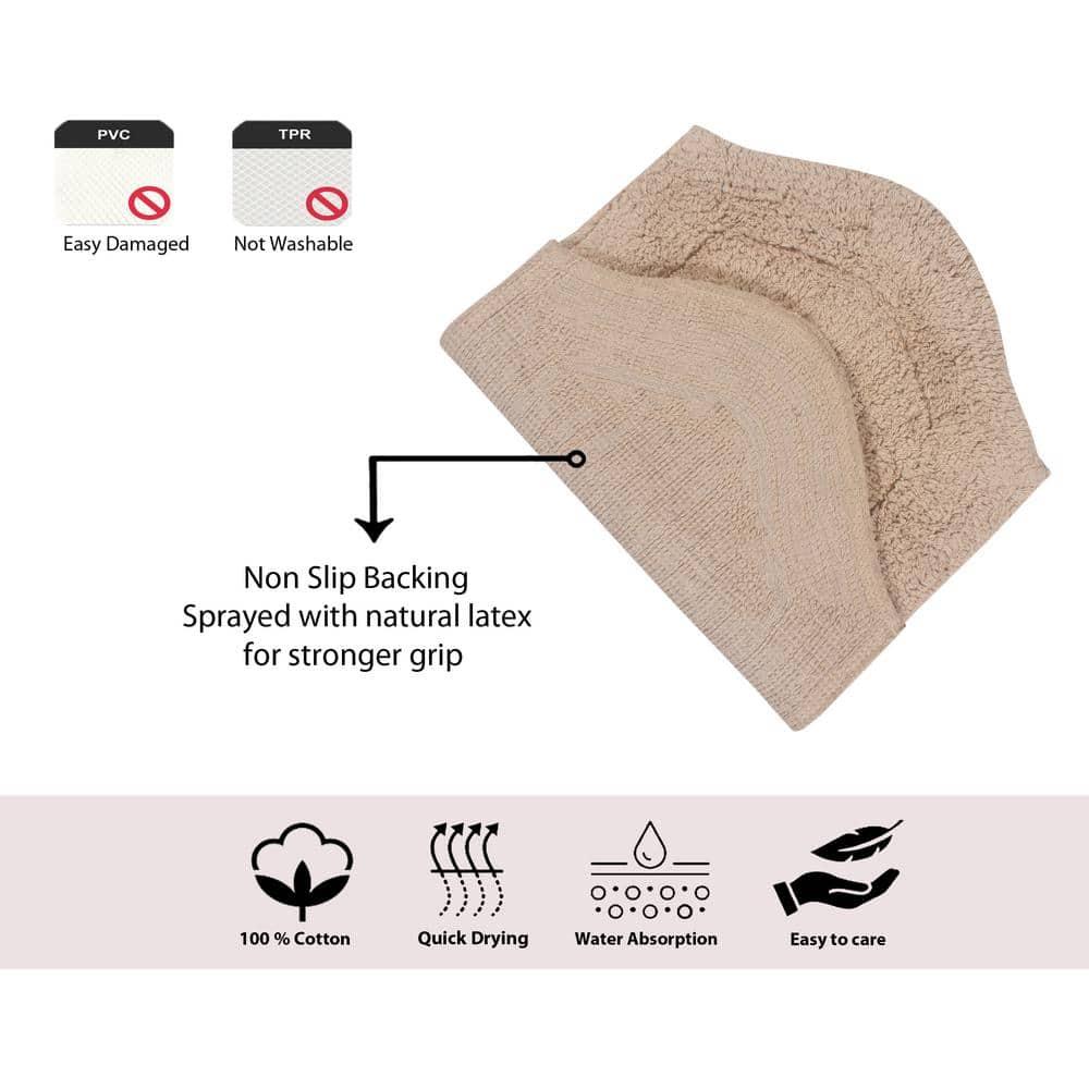 Home Weavers Double Ruffle Collection Toilet Lid Seat Cover, Elastic Edges, 100% Cotton Soft Non Slip Universal Fit for Standard Round Bath Room Bowl Lids, Washable, 18"x18" Toilet Lid Cover, Linen