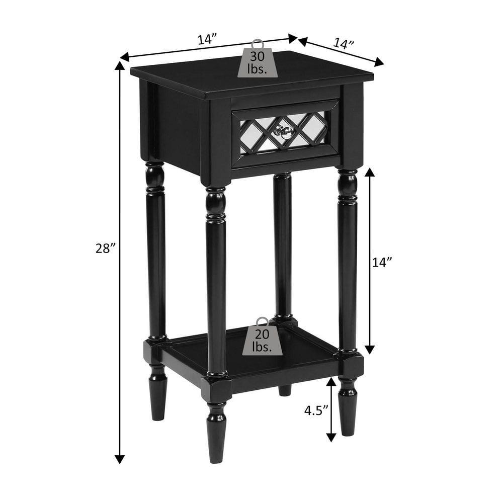 Convenience Concepts French Country Khloe Deluxe 1 Drawer Accent End Table 14" - Traditional Farmhouse Side Table with Mirrored Storage Drawer and Shelf for Living Room, White