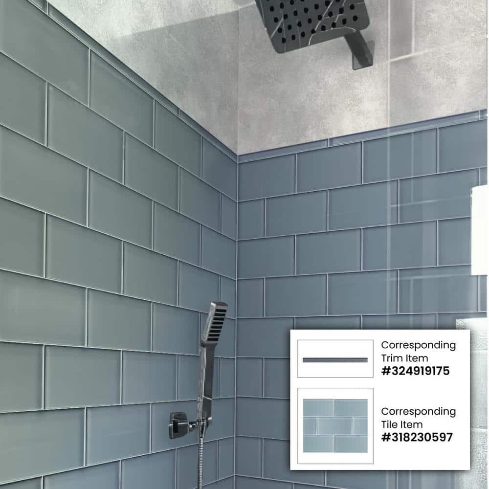Apollo Tile   40 Pack 3-in x 6-in Mink Gray Rectangular Subway Glossy Finished Glass Mosaic Wall Tile (5 Sq ft/case)