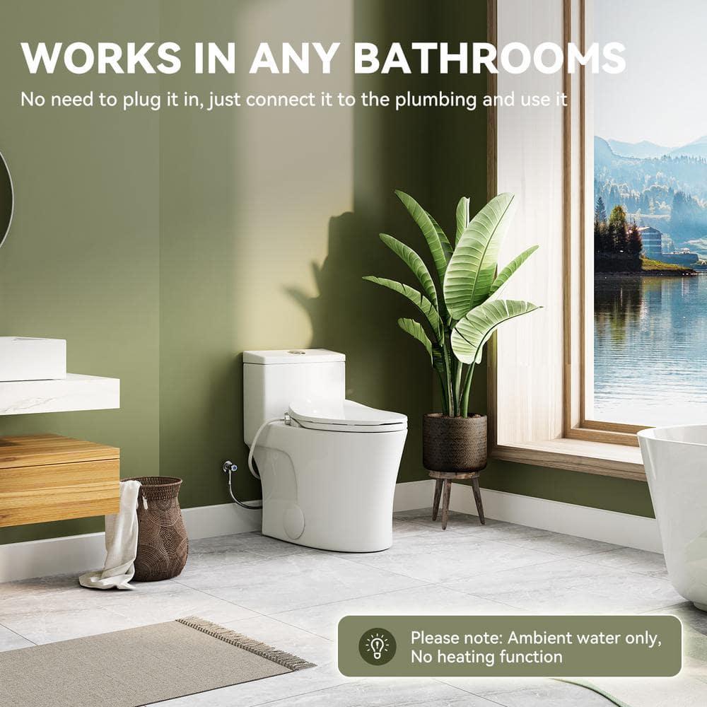 Unplugged Elongated Bidet Seat with Dual Stainless Nozzle and Adjustable Water Pressure