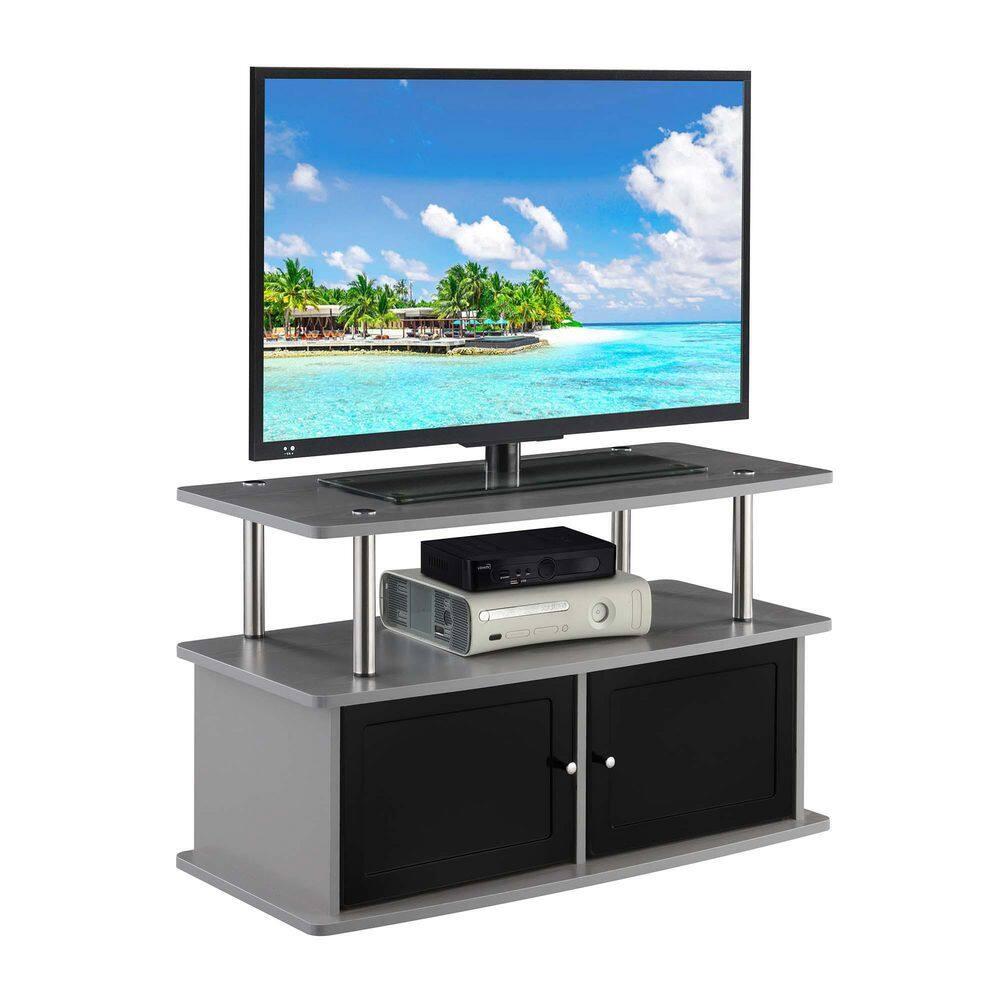 Convenience Concepts Designs2Go TV Stand with 2 Storage Cabinets and Shelf for TVs up to 40", Gray