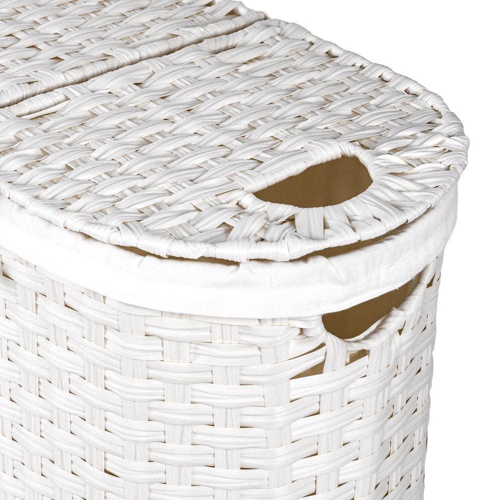 Handwoven Double Lidded Oval Hamper Sorter