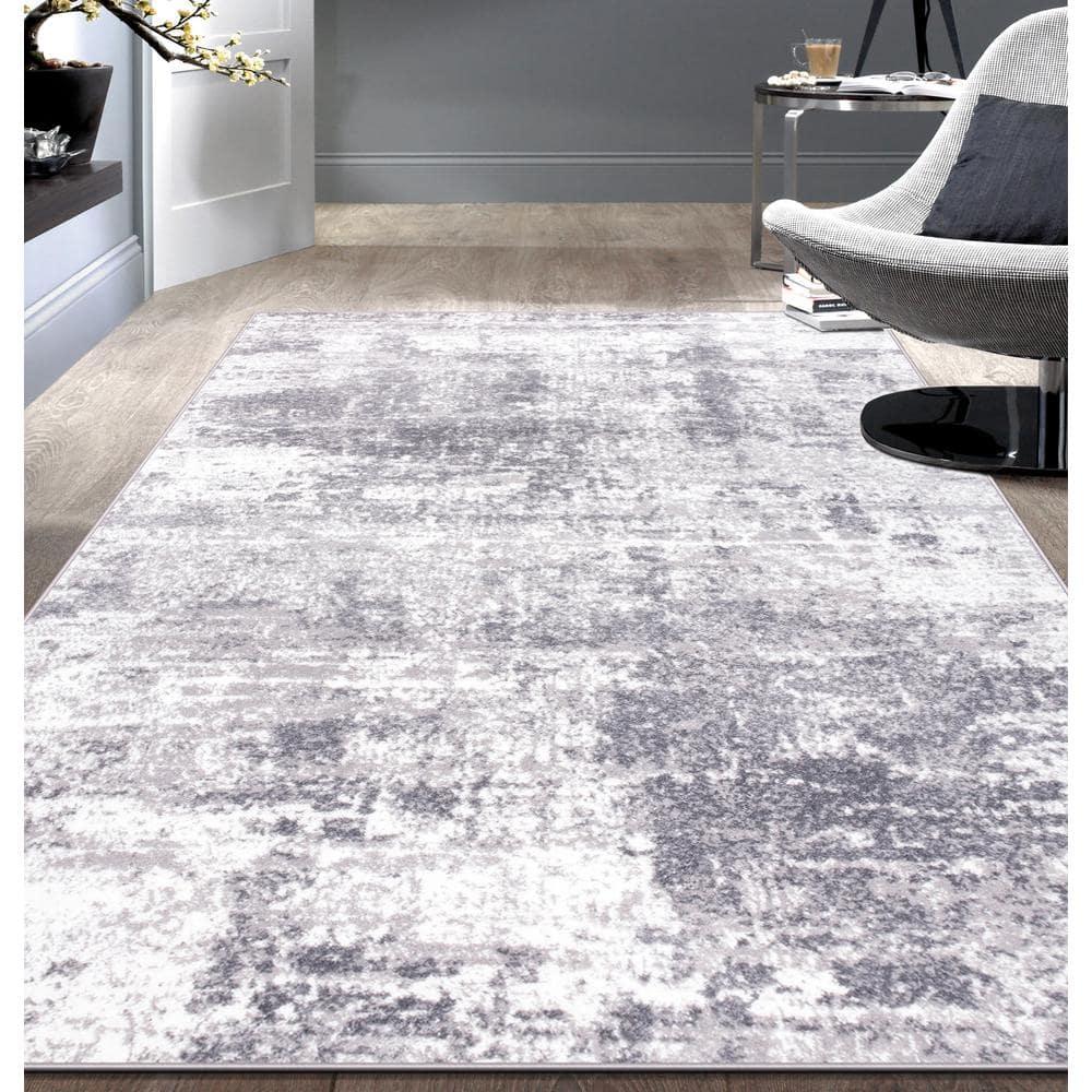 World Rug Gallery Distressed Abstract Gray 7'10" x 10' Area Rug