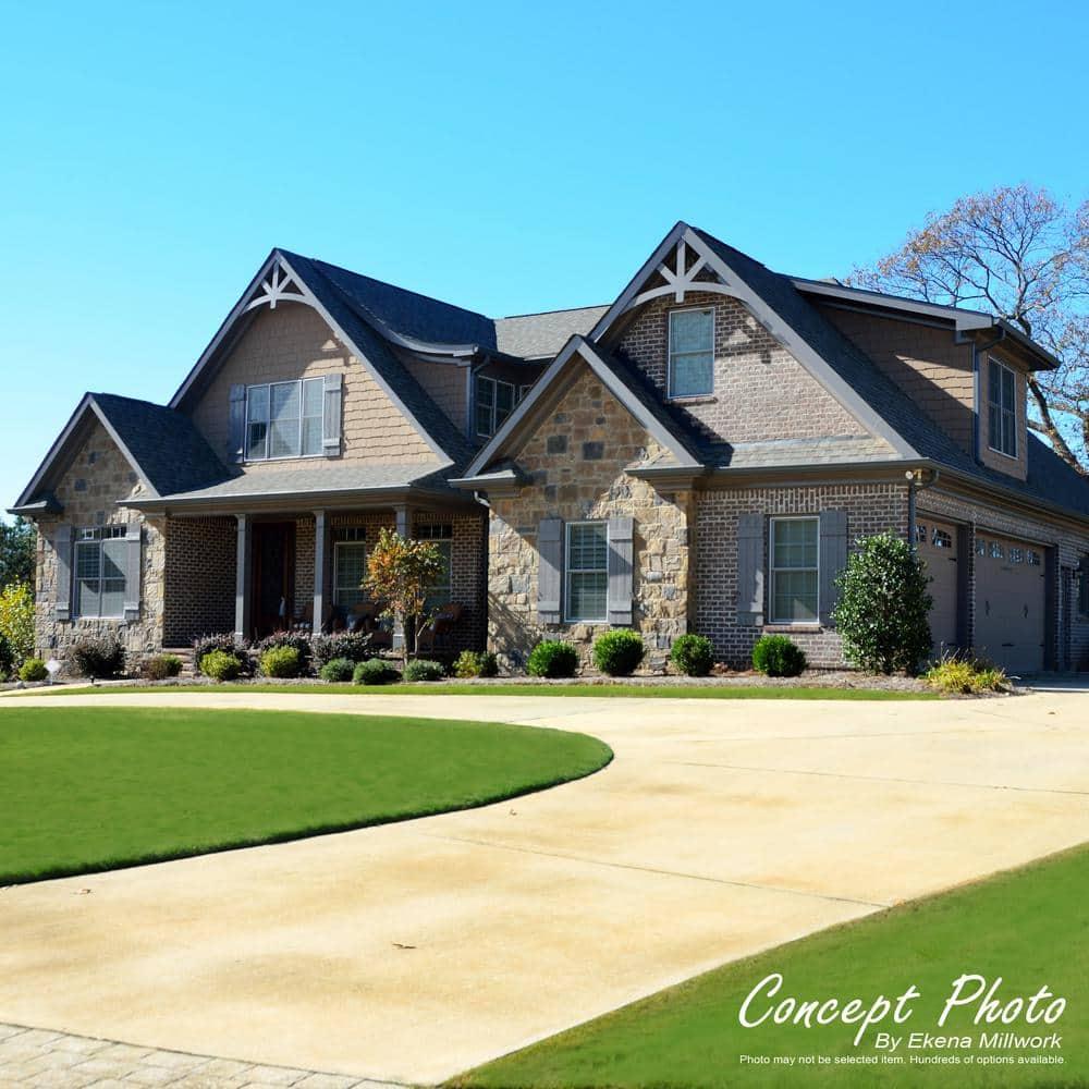 Ekena Millwork Timberthane Faux Rustic Joined Board-n-Batten Faux Wood Shutters w/End Batten