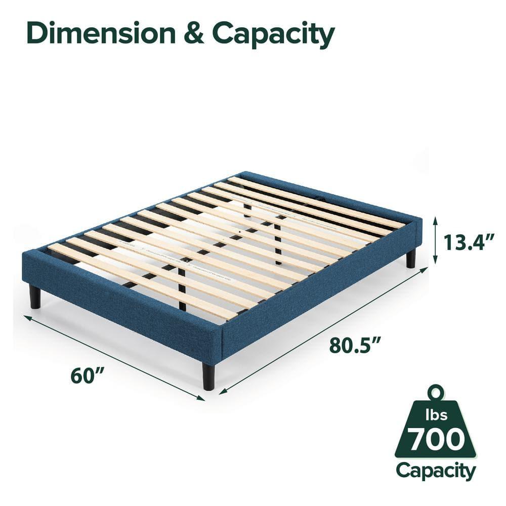 Zinus Curtis 13" Upholstered Platform Bed Frame, Navy, Queen