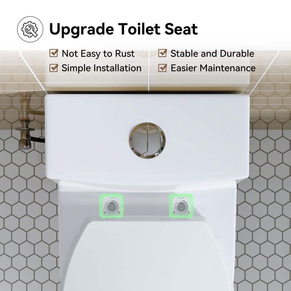 HOROW T0338W One Piece Toilet 10" Rough-in, Elongated Toilet with Comfortable Seat Height, ADA Chair Height 17.3", Dual Flush 0.8/1.28 GPF & MAP 1000g, Standard White Toilet Bowl, Space Saver Design