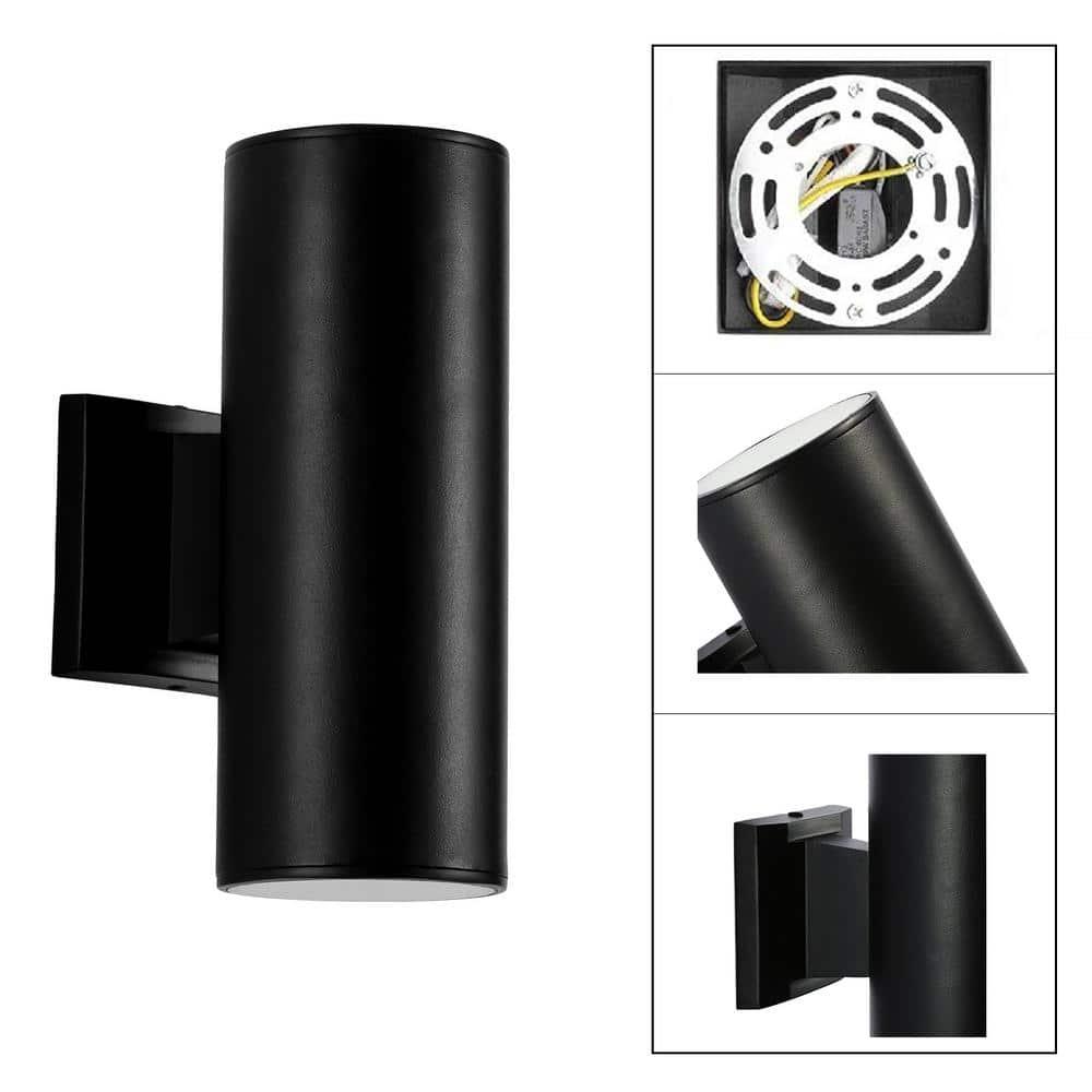 Cedar Hill 11 in. Cylinder Black LED Outdoor Wall Sconce