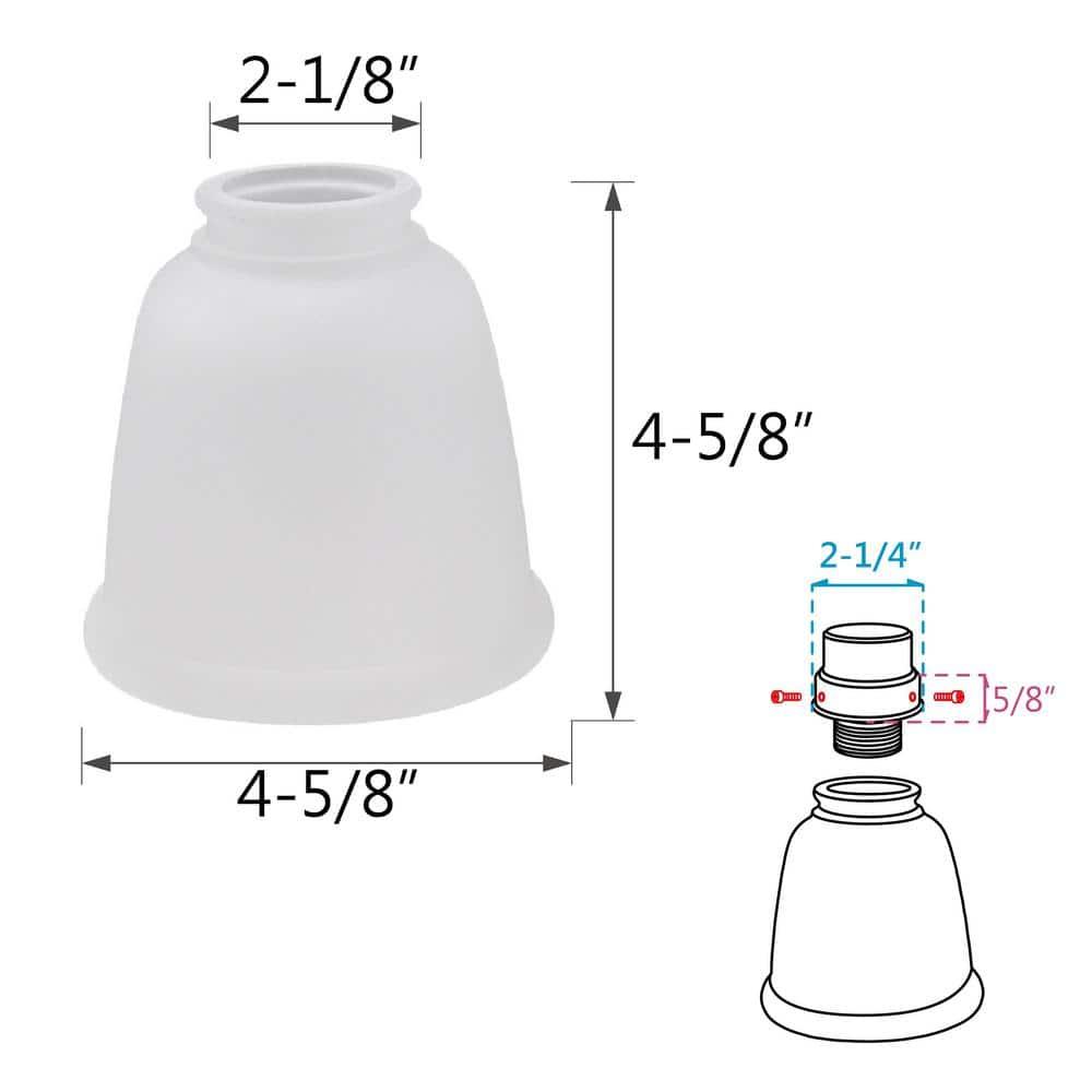 Aspen Creative 23045-4 Transitional Style Bell Shaped Frosted Replacement Glass Shade, 2-1/4" Fitter Size, 4-5/8" high x 4-5/8" diameter, 4 Pack