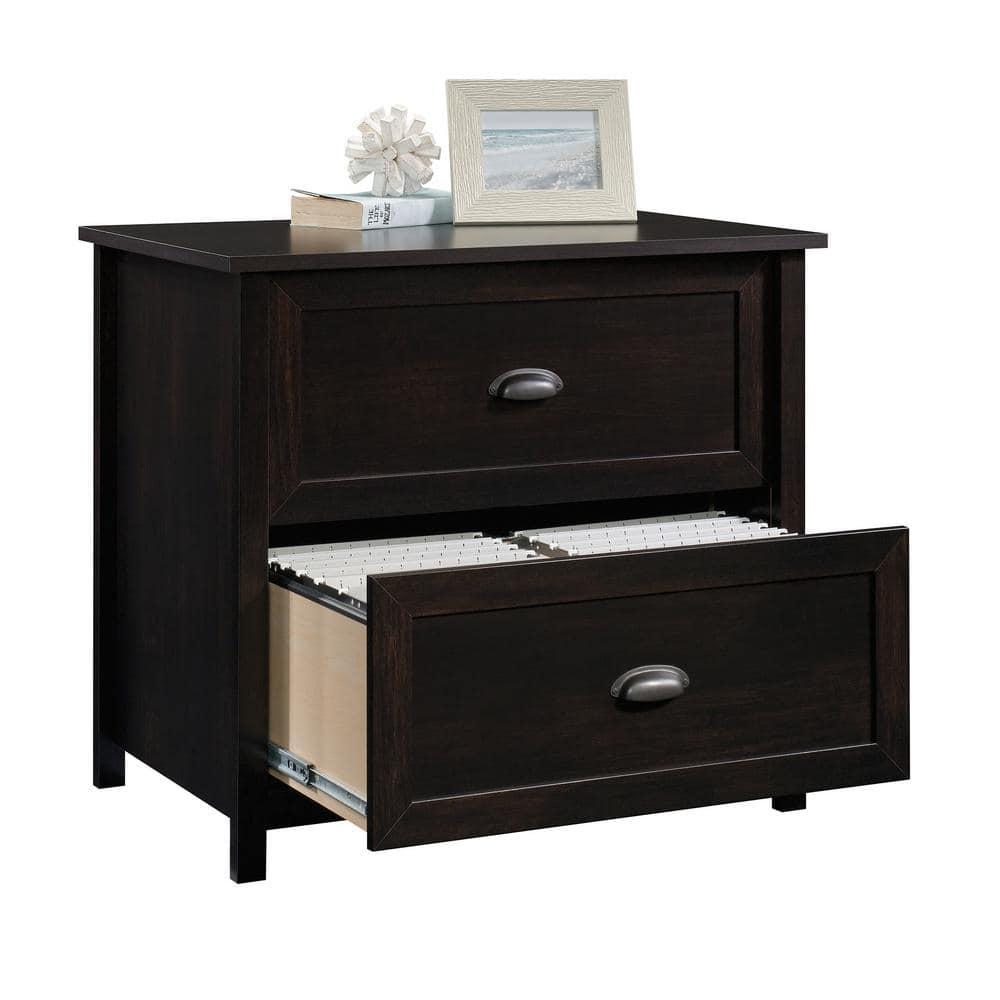 2 Drawer County Line Lateral File Cabinet Estate Black - Sauder: Modern Style, MDF, Paper Laminate Surface