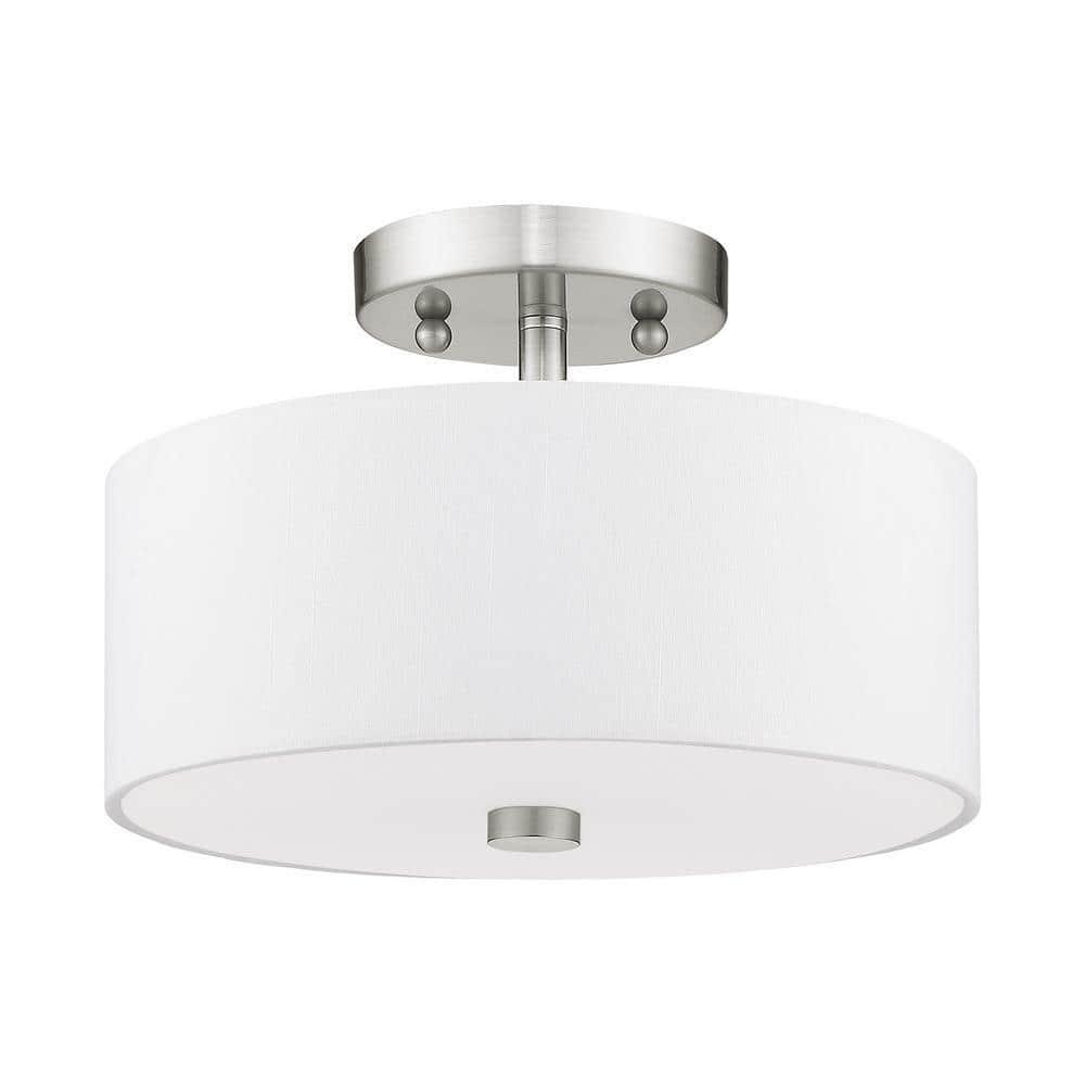 Livex Lighting Meridian 2 - Light Semi-Flush Mount in  Brushed Nickel