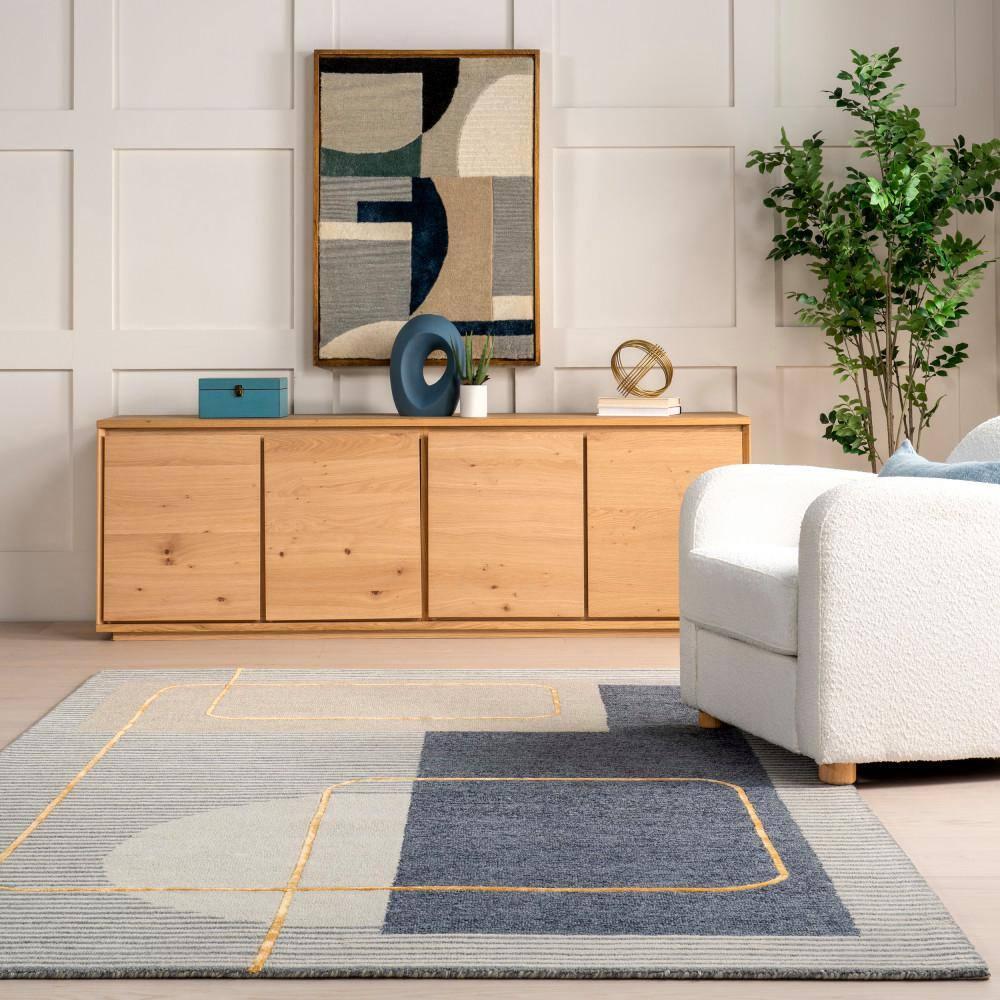 Nuloom Shelley Abstract Striped Wool Indoor Area Rug, 4' x 6', Blue