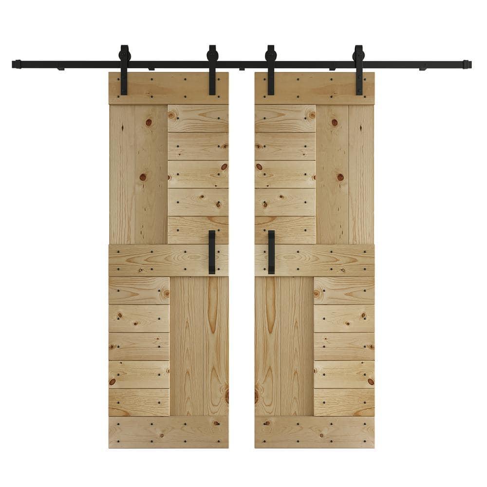 Coast Sequoia 84'' Solid Wood Paneled with Installation Hardware Kit Barn Door
