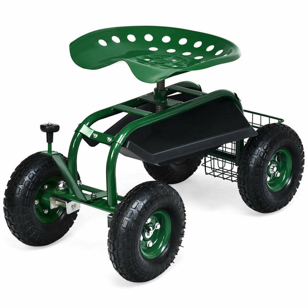 Spaco 4-Wheel Rolling Garden Cart Work Seat, Wagons Carts, Carts with Wheels, Utility Cart