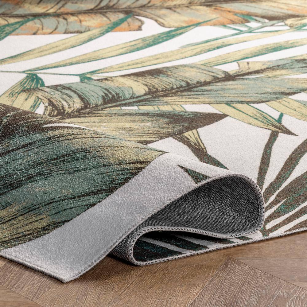 Nuloom Elen Pet Friendly Machine Washable Natural Leaves Area Rug, 4' x 6', Sage Green