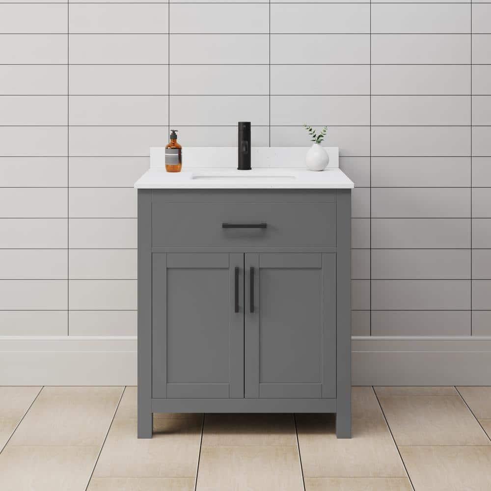 Wyndham Collection Beckett 30" Freestanding Single Bathroom Vanity with Cultured Marble Top