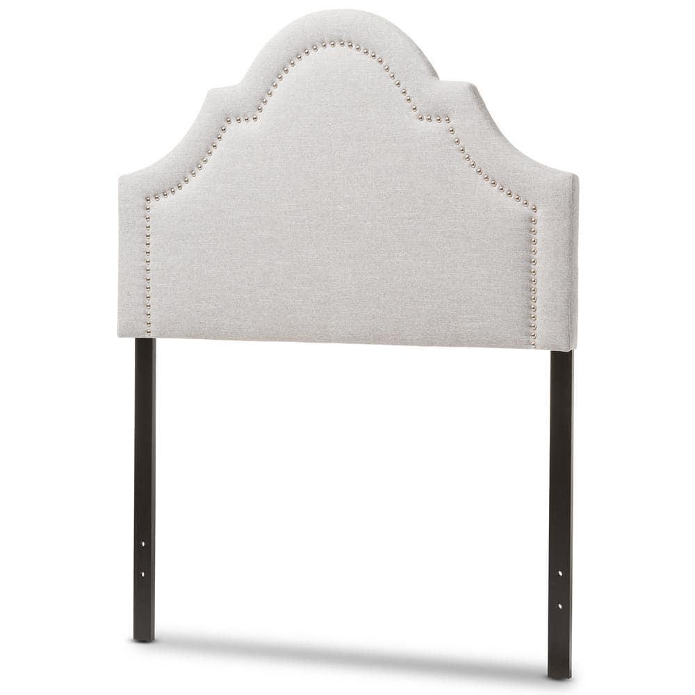 Twin Rita Modern And Contemporary Fabric Upholstered Headboard Grayish Beige - Baxton Studio: Silver Nailhead Trim, Rubberwood Frame