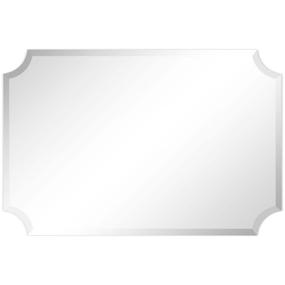 Empire Art Direct Frameless Rectangle Scalloped Beveled Wall Mirror - Clear 24 in. x 0.39 in. x 36 in.