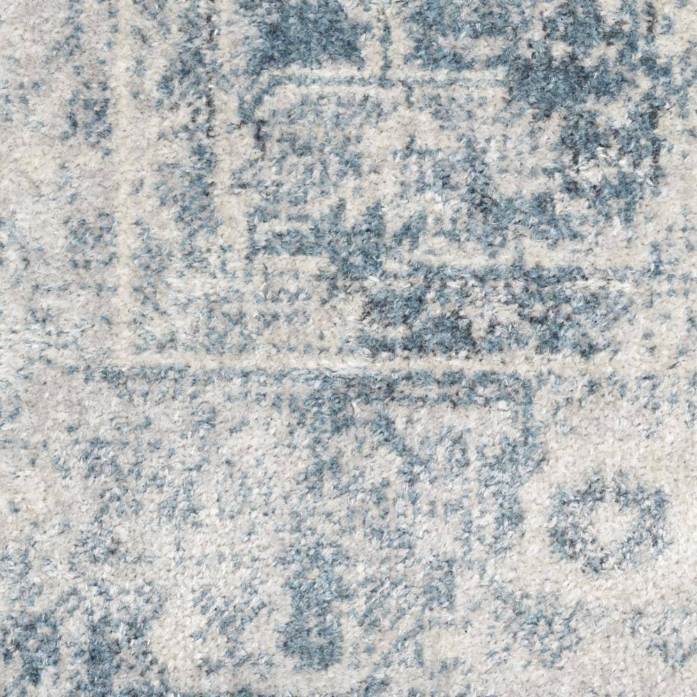 Nourison Astra Machine Washable Vintage Persian Indoor Bathroom, Kitchen Runner Rug Blue/Ivory 2'2" x 8'