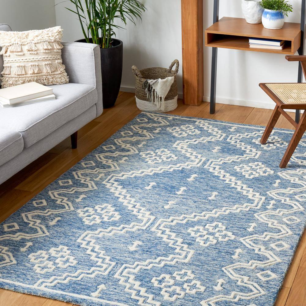 Abstract ABT852 Handmade Indoor Area Rug - Blue/Ivory - 5'x8' - Safavieh
