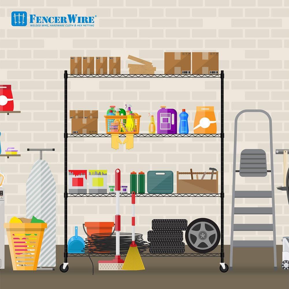 CAPHAUS 4-Tier Commercial Grade Heavy Duty Adjustable Height Wire Shelving w/ Wheels & Leveling Feet, Storage Metal Steel Shelf, Garage Shelving Storage, Utility Wire Rack Storage Shelving Unit