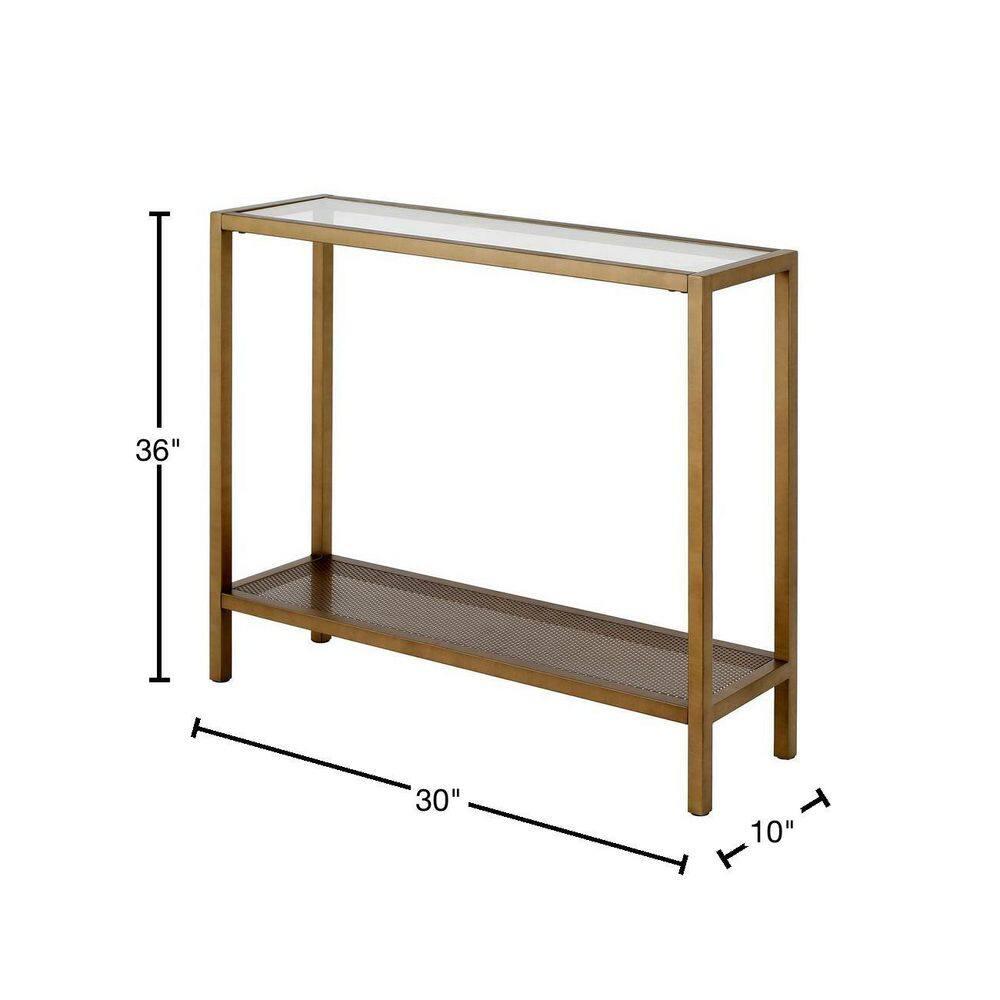 Evelyn&Zoe Rigan 36" Wide Rectangular Console Table, Brass