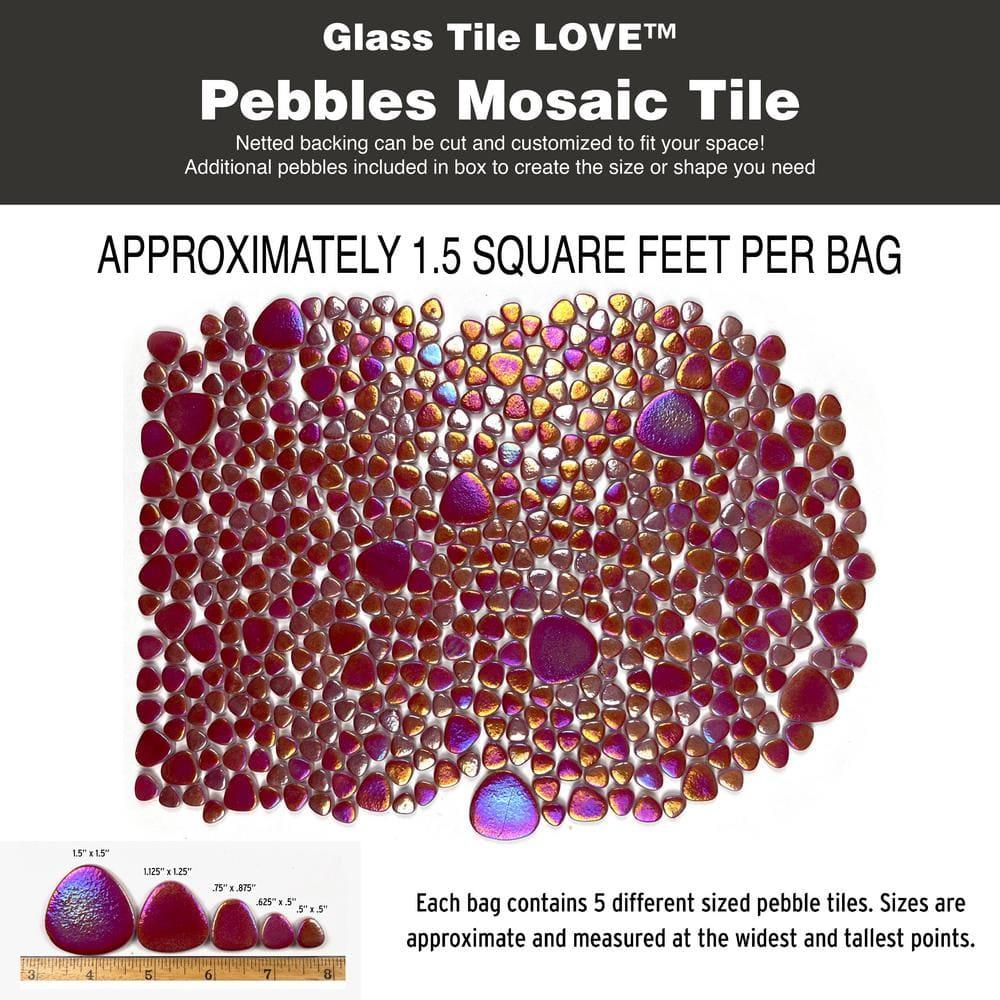 Glass Tile Love 12x12 Pebble Mosaic 10.76 sqft/case, Ideal for Kitchen Backsplash Bathroom Pool Tile