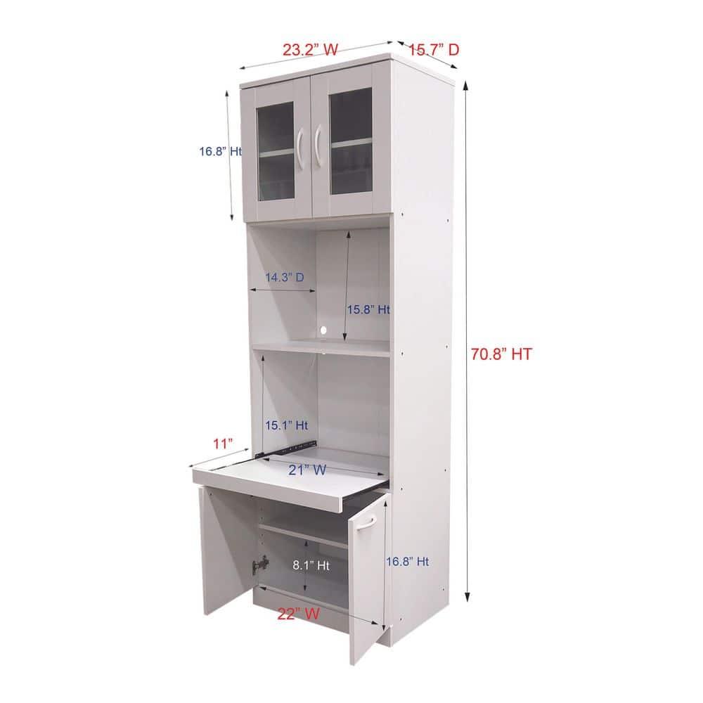 InRoom Designs Danbury Tall Kitchen Pantry, Microwave Storage Cabinet