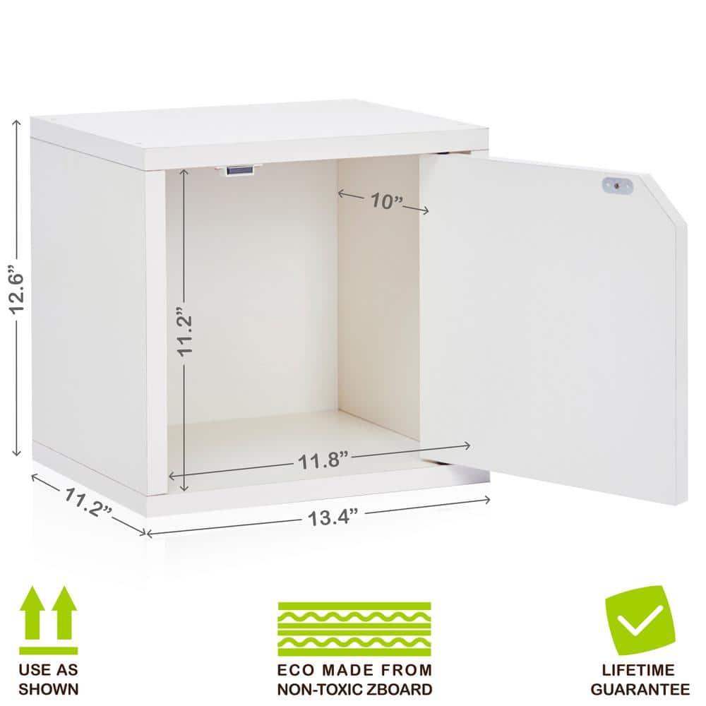 12.6 in. H x 13.4 in. W x 11.2 in. D White Eco Stackable Storage Cube Organizer with Door