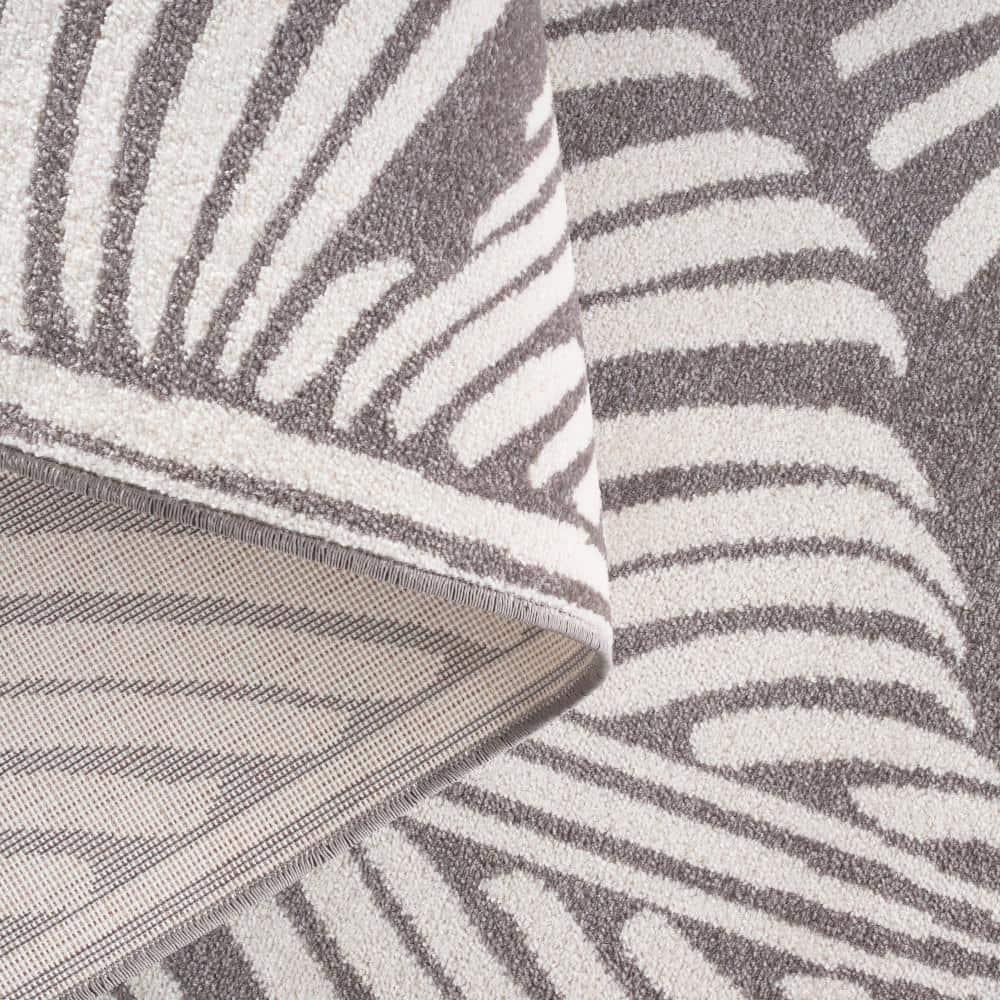 TOMMY BAHAMA Lanai Palm Leaves Indoor Outdoor Area Rug Dark Grey/Ivory