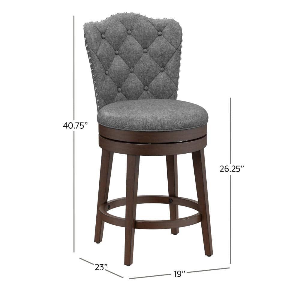 Hillsdale Edenwood 26.25" Fabric Traditional Counter Stool in Chocolate/Gray