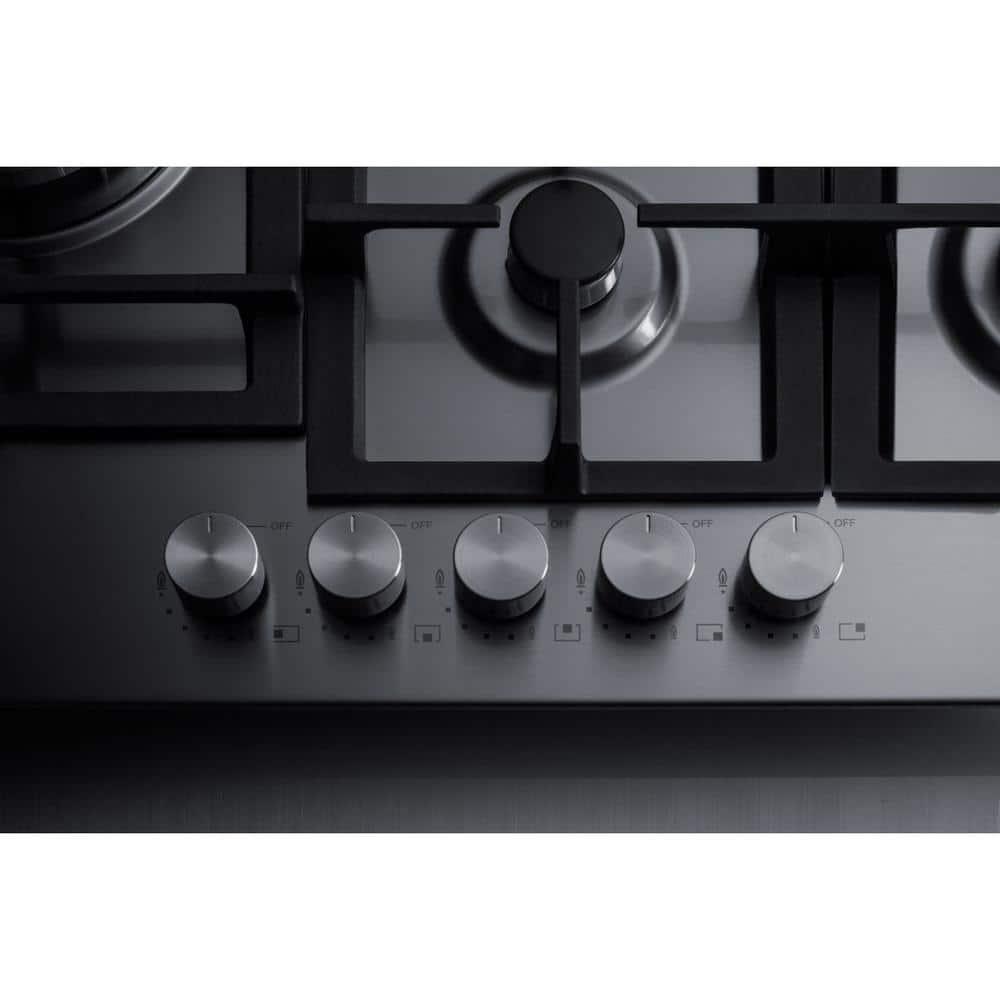 30" Wide 5-Burner Gas Cooktop In Stainless Steel