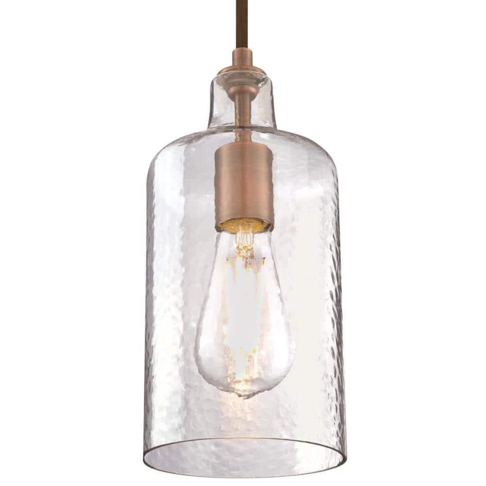 Westinghouse Lighting 6371500 Mini Pendant with Clear Textured Glass - Washed Copper