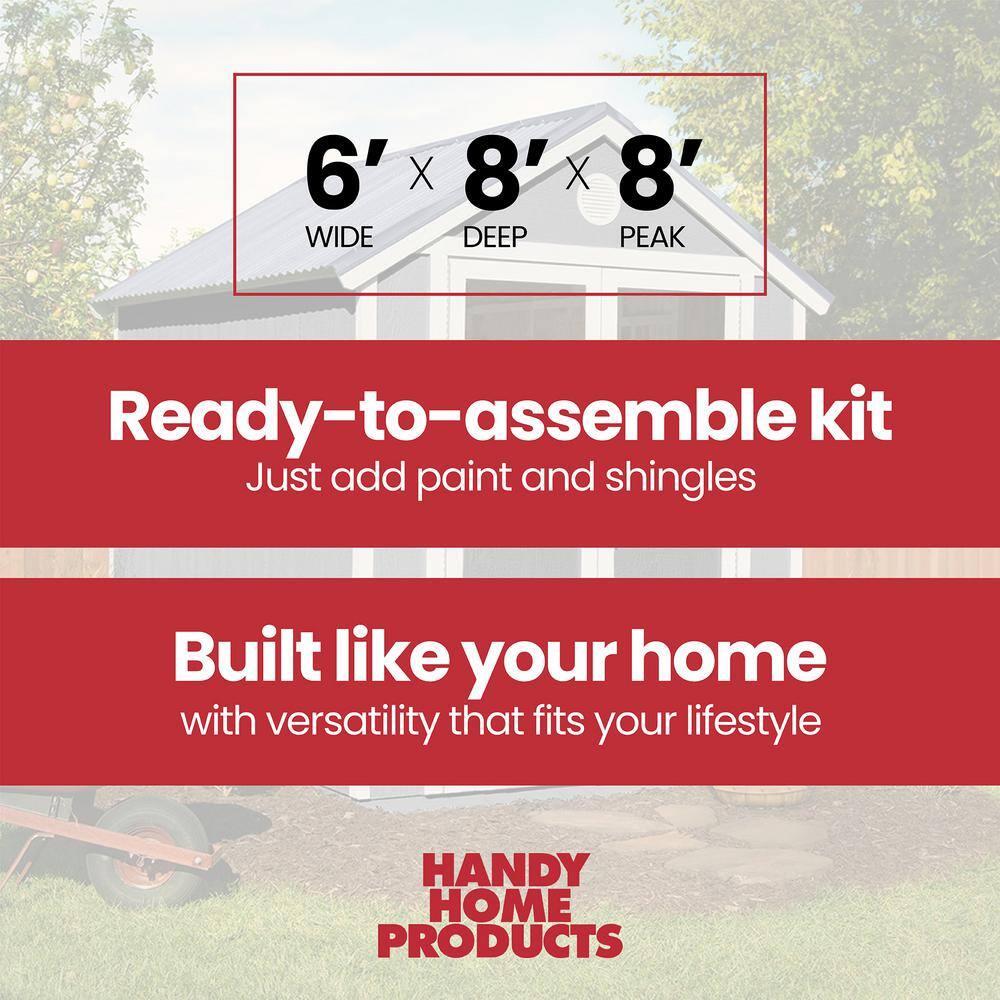 Handy Home Garden 6 ft. W x 8 ft. D Wood Storage Shed with Floor