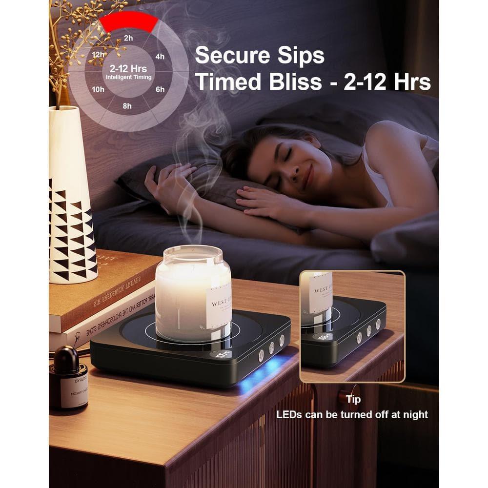 Mug Warmer - 36W Coffee Mug Warmer for Desk with Temperature Display, 2-12Hrs Auto Shut Off, Smart Candle Warmer - Ideal Coffee Gifts Accessories Keep Beverages Coffee Warmer (Wood) (Wood)