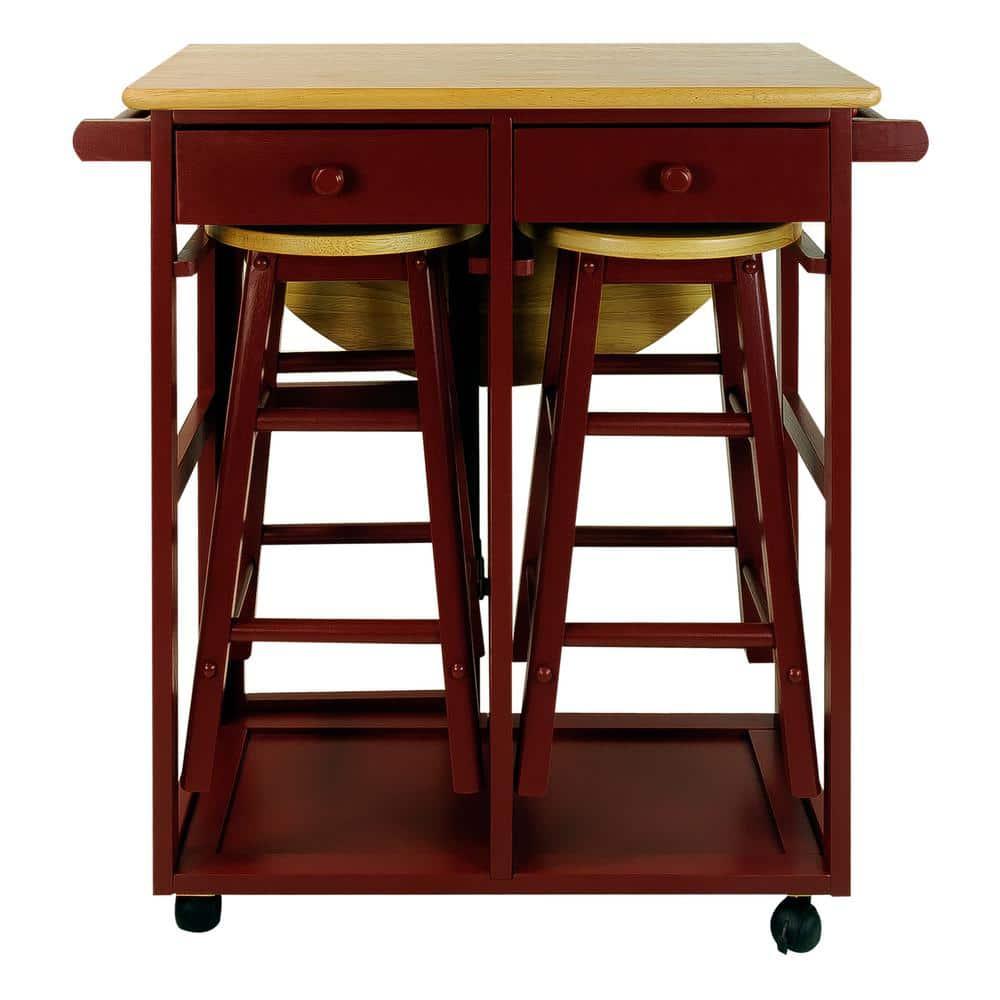 Casual Home Breakfast Cart with Drop-Leaf Table