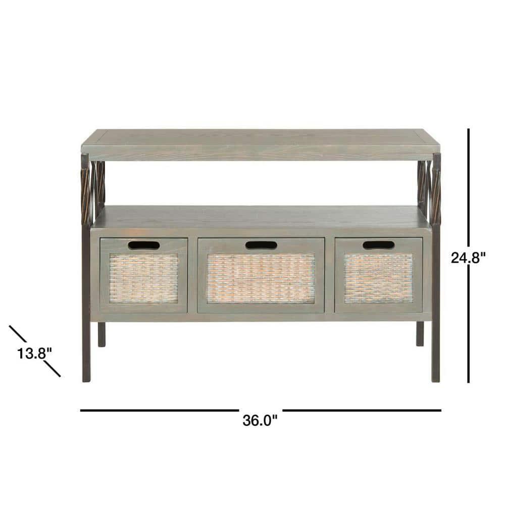 Joshua Media Console Table - Ash Grey - Safavieh