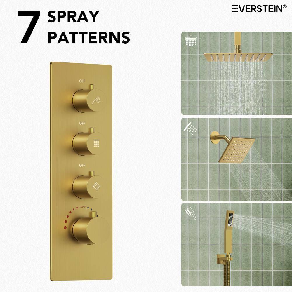 Thermostatic Shower Faucet System,16" & 6" Dual Shower Head with Rough-In Valve