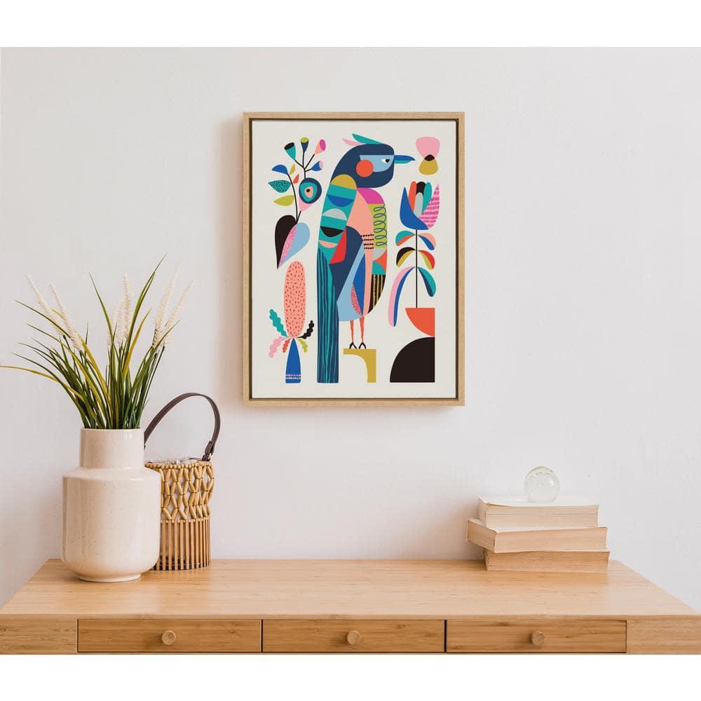18" x 24" Sylvie Mid Century Modern Kookaburra Framed Wall Canvas by Rachel Lee Natural: Rachel Lee Art