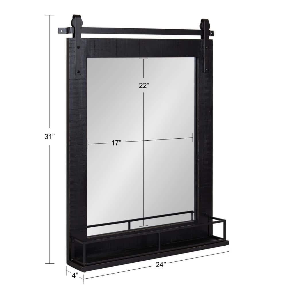 24" x 31" Cates Framed Wall Mirror with Shelf Black - Kate & Laurel All Things Decor: Modern Rectangular, No Assembly Required