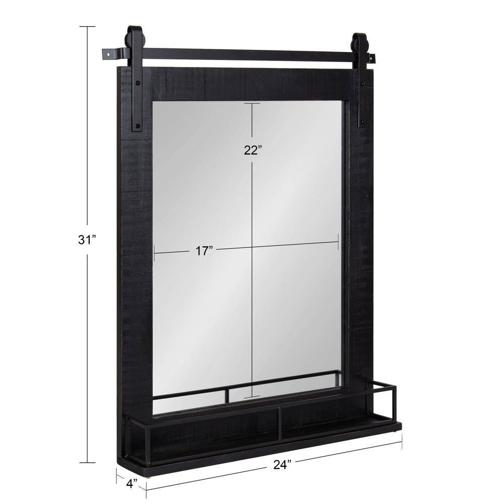 24" x 31" Cates Framed Wall Mirror with Shelf Black - Kate & Laurel All Things Decor: Modern Rectangular, No Assembly Required