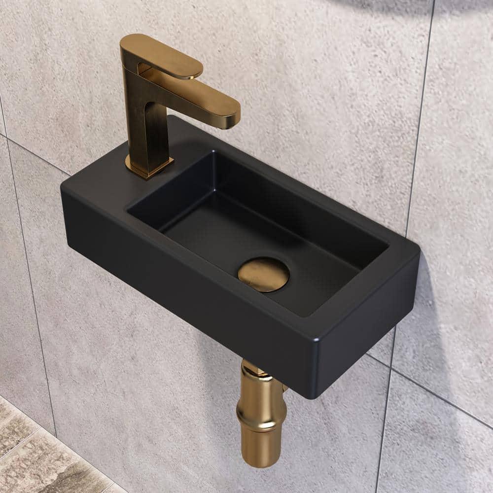 Liberty 14.57'' x 7'' Vitreous China Rectangular Wall Mount Bathroom Sink with Left Faucet Hole for Small Space